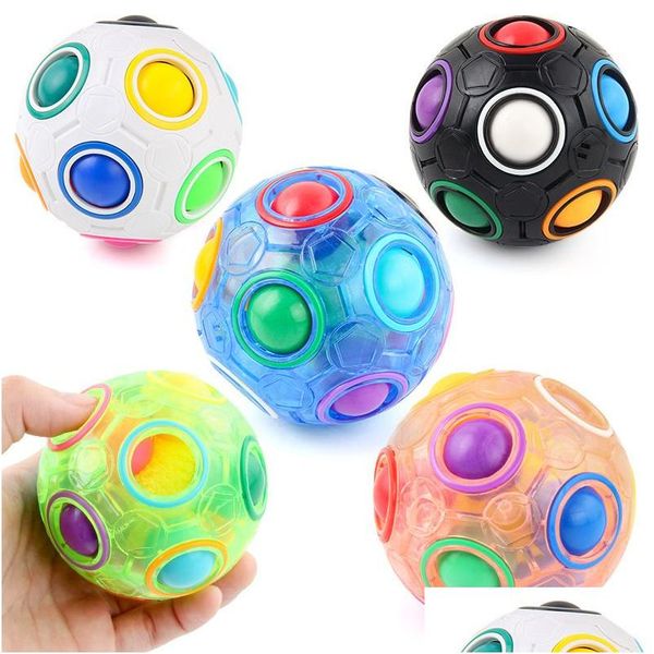 Giocattolo di decompressione Giocattolo Fidget Adt Palla arcobaleno Decompressione Rotante Spinner Puzzle Rotondo Twee Hole Colore misto Magia per bambini Chr Dhpa2