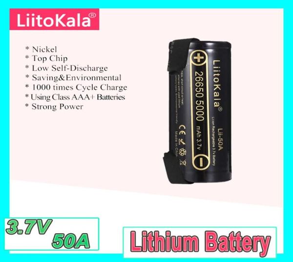 LiitoKala Lii50A 26650 5000mah BATTERIE 2665050A Liion 37v Batteria ricaricabile per torcia elettrica 20A Fogli di nichel fai da te7066995