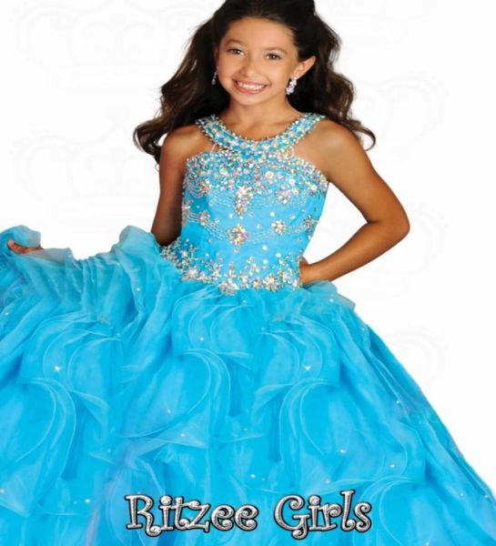 2015 Ritzee Girls 6677 Perlen Juwel Mädchen Pageant Kleider Kleines Mädchen Ballkleid Große Kinder Ganzkörper-Partykleider für Mädchen98886504572911