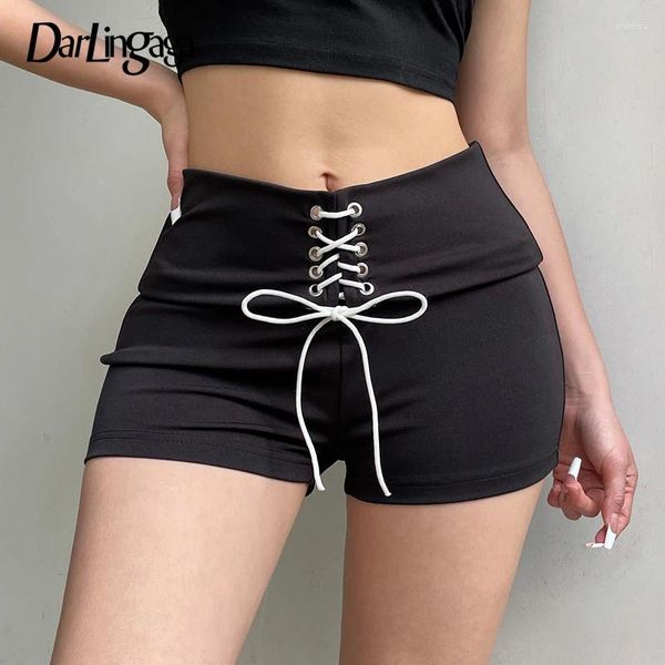 Shorts feminino casual magro preto verão feminino rendas esportivo chique calças de ginásio streetwear y2k calças curtas em camadas coreano