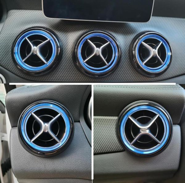 Per MercedesBenz GLAClass X156 CLA C117 Accessori per auto in alluminio Air Vent Circle Cover Trim Frame Sticker Decorazione interna609987138494