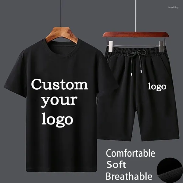 Fatos masculinos logotipo personalizado 2 peça conjunto para homens treino cor sólida respirar shorts frescos plus size curto jogging ternos