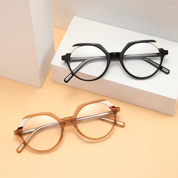 Montature per occhiali da sole Occhiali da vista rotondi in acetato da donna Occhiali da vista di lusso vintage montature per miopia e ipermetropia di alta qualità
