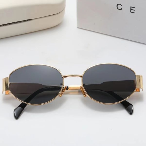 Sim pessoas gentis de designer lindas óculos de sol Frame Designer feminino Óculos de sol UV Carta de óculos de sol da moda UV Casual retro óculos de metal espelho pernas verdes lente verde lente