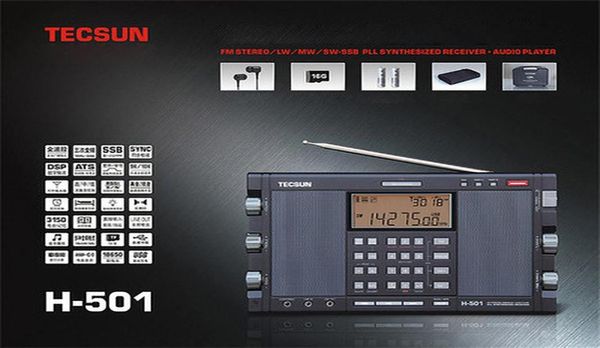 Tecsun H501 Rádio Estéreo Portátil Banda Completa FM SSB Receptor de Rádio Dualhorn FM Alto-falante com Leitor de Música Receber FM Estéreo318T3885720