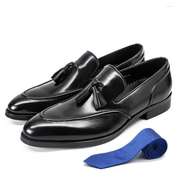 Kleidschuhe Britischer Stil Herren Party Hochzeit Quaste Loafer Formelle echtes Leder Slip-on Schwarz Braun Abendanzug für Männer