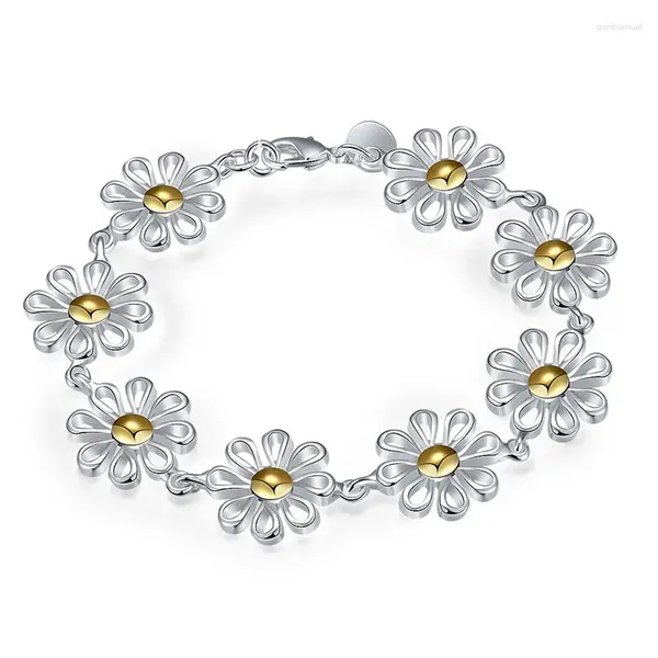 Braccialetti con ciondoli Fiore dorato Design Bellissimo colore argento per donna Moda Festa Gioielli Regalo di nozze Alta qualità H069