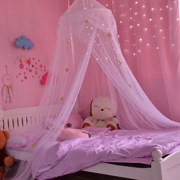 Bebê berço rede princesa cúpula cama dossel crianças cama redonda rendas mosquiteiro para dormir 240223