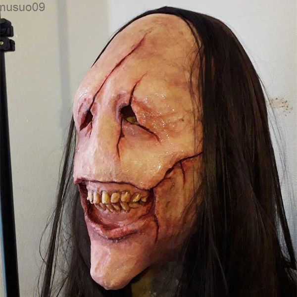 Máscaras de desenhista cabelo longo rosto vermelho diabo máscara artesanal multifuncional ótimo para festas de Halloween assustador de alta qualidade horror máscara de cabelo longo