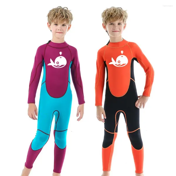 Costumi da bagno da donna Muta da sub per bambini in neoprene da 2,5 mm Cartone animato caldo Manica lunga Surf Protezione solare Sport acquatici