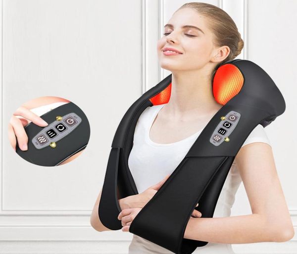 Casa carro massageador elétrico em forma de u shiatsu cervical costas e pescoço massageador multifuncional infravermelho aquecido massagem relaxar máquina c3962544