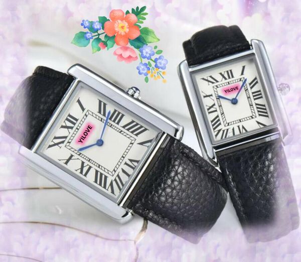 Мужские и женские модные часы для пар, квадратный римский циферблат, водонепроницаемые часы, японский кварцевый механизм, натуральная кожа, пряжка, браслет-цепочка для любителей, супер наручные часы, подарки