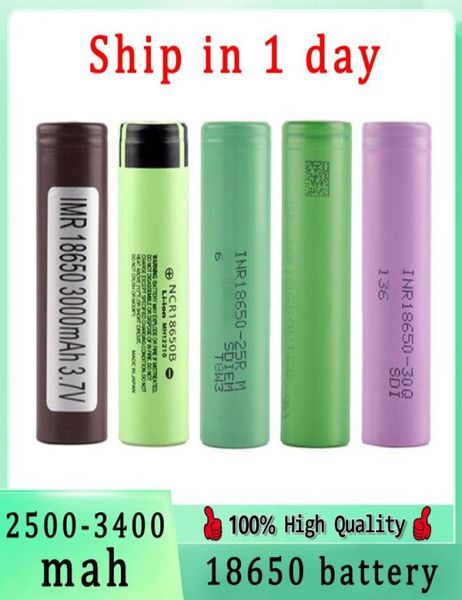 Tutta la buona qualità 18650 batteria HG2 30Q VTC6 3000mAh NCR 3400mah 25R 2500mAh E Cig Mod ricaricabile Liion Cell veloce Send5631775