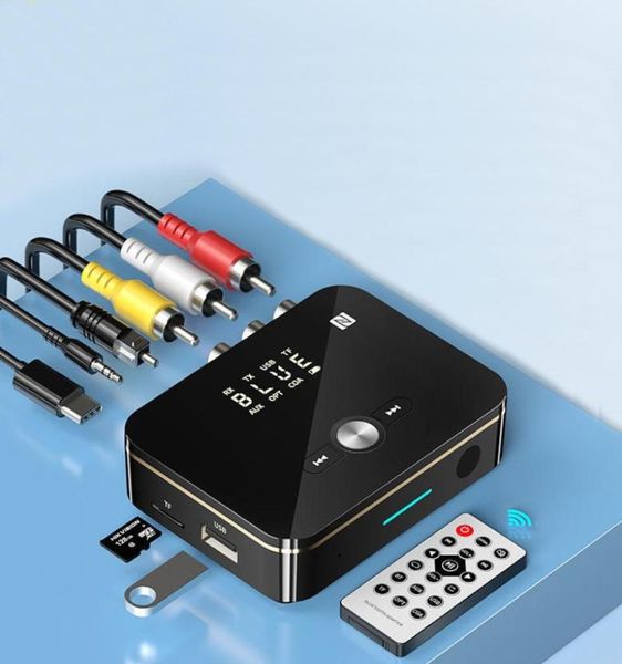 Bluetooth Empfänger Sender 50 FM Audio Stereo AUX 35mm Jack RCA Optische Drahtlose Bluetooth Adapter Fernbedienung Für TV7920717