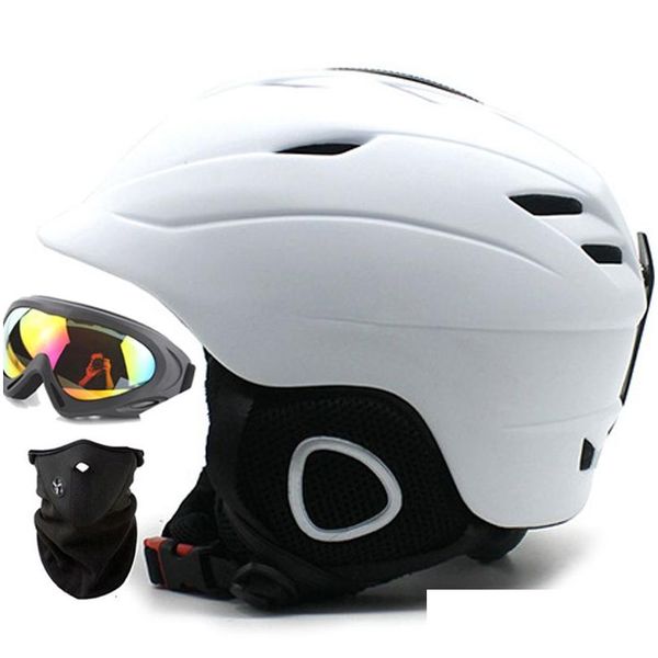 Koruyucu Dişli Marka Sıcak P Manwoman Kayak Kaskları Set Gogglesmask 2 Hediye Kış Snow Snowboard Kask Kar Müsamelesi Sledge Moto Sports S DHQAD