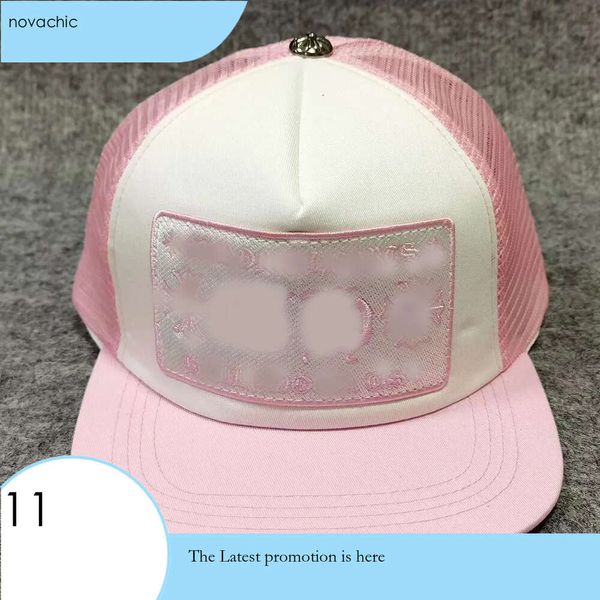 Модная брендовая сетчатая шляпа с крестом и цветком. Дизайнерские кепки с бейсбольными сердечками. Мужские синие черные женские шляпы. Высококачественная брендовая кепка Chrome 100.