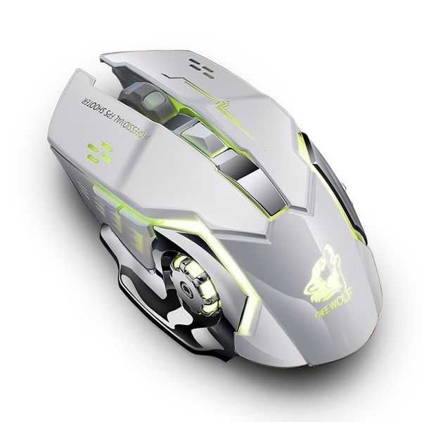 Mouse ottico Wolf X8 silenzioso senza fili da 2,4 GHz USB 24000 DPI per ufficio domestico utilizzando PC portatile Gamer con scatola al dettaglio DHL