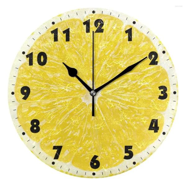 Relógios de parede Laranja Frutas Impresso Relógio Lime Pomelo Modern Kitchen Watch Home Decor Fresh Tropical Fruit Art Timepiece