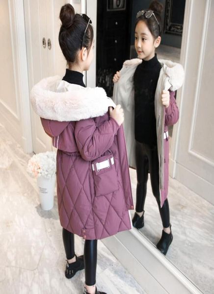 Nova marca crianças menina jaqueta grossa longo inverno quente casaco moda parka com capuz roupas para crianças meninas roupas 2984496
