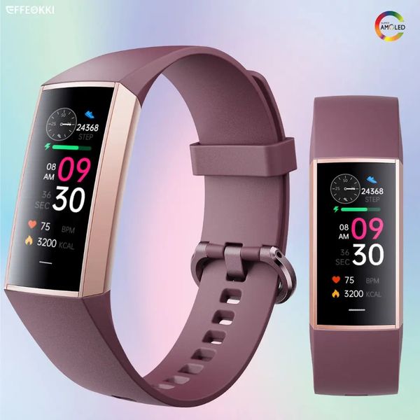 Bracciale fitness Amoled per donna Tracker Smart Watch Pedometro Sport Smartwatch impermeabile connesso Whatch 240304