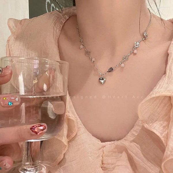 Collane con ciondolo coreano INS cuore chiaro di luna pietra goccia d'acqua bowknot H coda di pesce collana sorriso moda donna gioielli versatili per banchetti