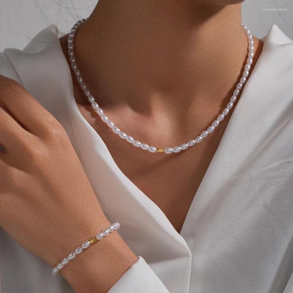 Orecchini a bottone BOAKO S925 Sterling Silver Summer Pearl Jewelry 2024 Moda Perle Collana con braccialetto per le donne Elegante regalo di fidanzamento