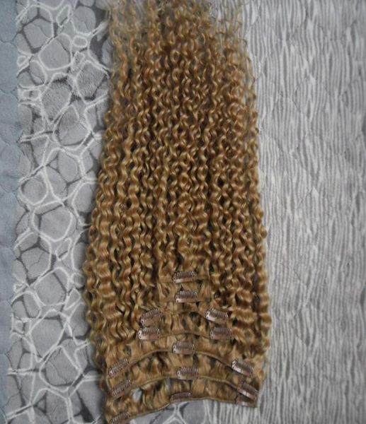 Clip riccia crespa mongola nelle estensioni dei capelli 7pca 100g clip nell'estensione dei capelli afro 10quot26quot clip afro-americana in hum4477157