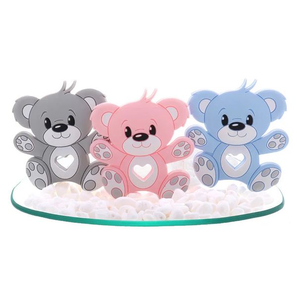 10pcs Silikon Bear Baby Teether Gıda Sınıfı Diş çıkarma Emzik Zinciri Aksesuarları Kemirgen Kolye Doğdu Oyuncak Ücretsiz Koala 240226