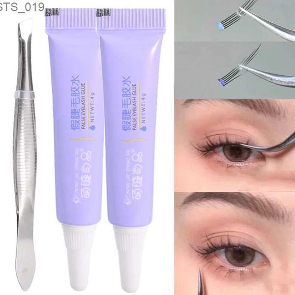 Mascara Clear Clear Eyelash Kleber mit Pinzetten, die wasserdichte schnelle trockene Klebstoff nicht irritierende Wimpern Erweiterung Kleber Augen Make -up Kosmetik