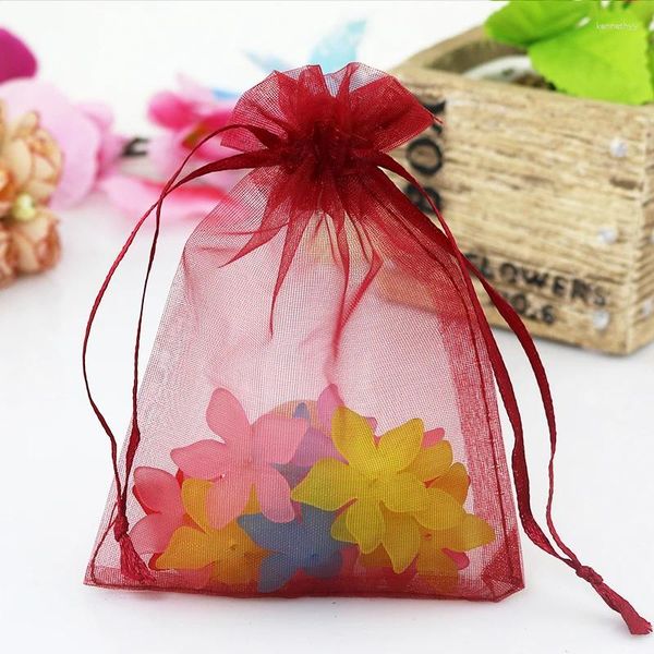 Bolsas de jóias 50 pcs bolsa de cordão saco de organza embalagem saquinho sacos de presente para festa de casamento