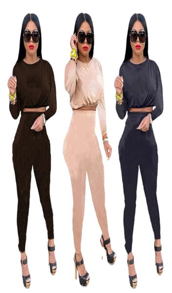 Outono inverno roupas mulheres tracksuits manga longa sportswear pulôver moletom colheita toppants duas peças conjunto letras outfits plus 2001251