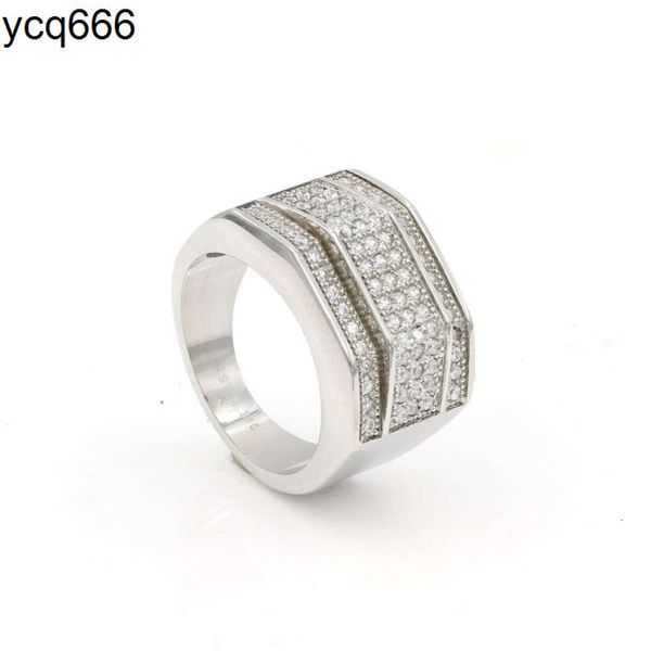 En son 925 STERLING Gümüş Buzlu Çıkış Moissanite Diamond Gold Dolgulu Şampiyonluk Yüzüğü Toptan