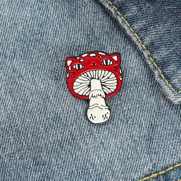 Broches criativos dos desenhos animados bonito cabeça de cogumelo vermelho esmalte broche personalidade tendência crachá pinos colar mochila acessórios presentes para amigos