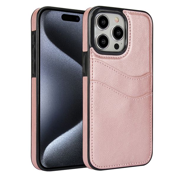 Capa carteira de couro pu à prova de choque, capa carteira para iphone 15 pro max 14 plus 13 12 11 xr xs slim 2 espaços capa protetora para telefone