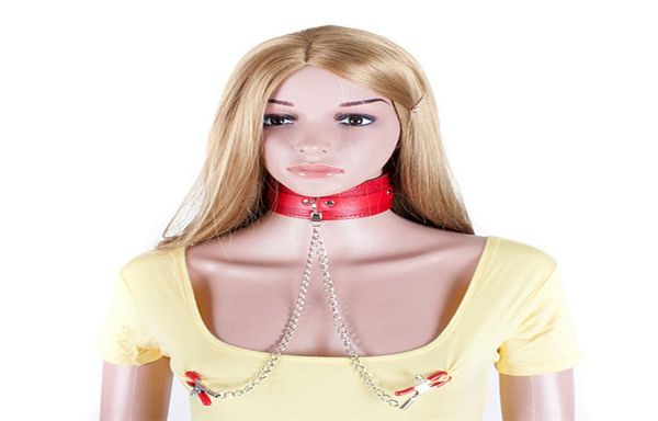 Donne sexy schiava collare sadomaso collana morsetti per capezzoli bondage giocattoli del sesso uso fetish giocattoli erotici prodotti del sesso per coppie giochi per adulti2942295