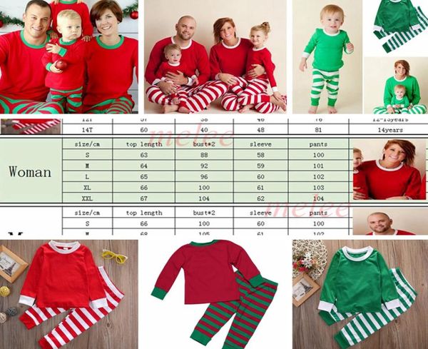 Natal ins crianças adulto vermelho verde família combinando natal veados listrado pijamas pijamas pijamas pijamas camisola camisola 9724616