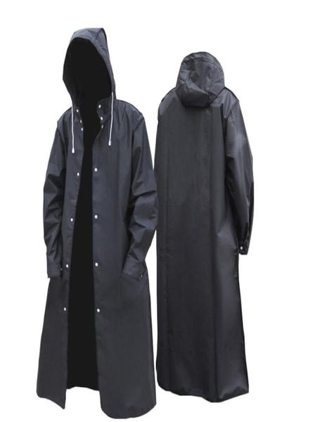 Men039s trench coats preto moda adulto impermeável longo capa de chuva dos homens das mulheres casaco com capuz para caminhadas ao ar livre viagem pesca 8996910