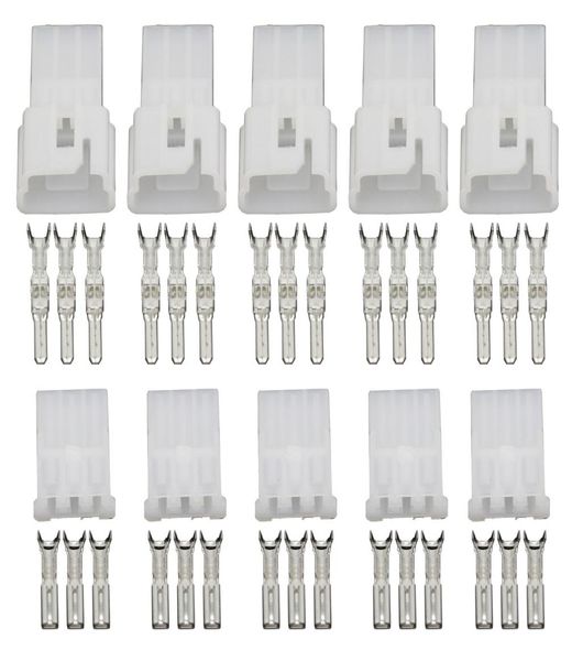 5 Sets 3-poliger Auto-Stecker, Kfz-Stecker, Klemmenstecker, Reed-Kunststoff, mit Klemme, Haushaltsgerätestecker, DJ7032211213480459