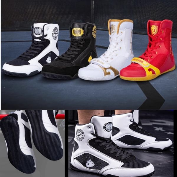 Top High Womens Boxing Professional Mens Fighting Trainers Youth Antipling Wrestling Shoes 28