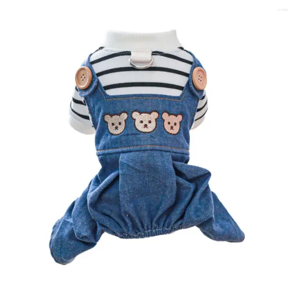 Abbigliamento per cani Grazioso body per animali domestici Accattivante lavabile in generale Cartoon Bear Pattern Cat Pagliaccetto Vestiti in denim