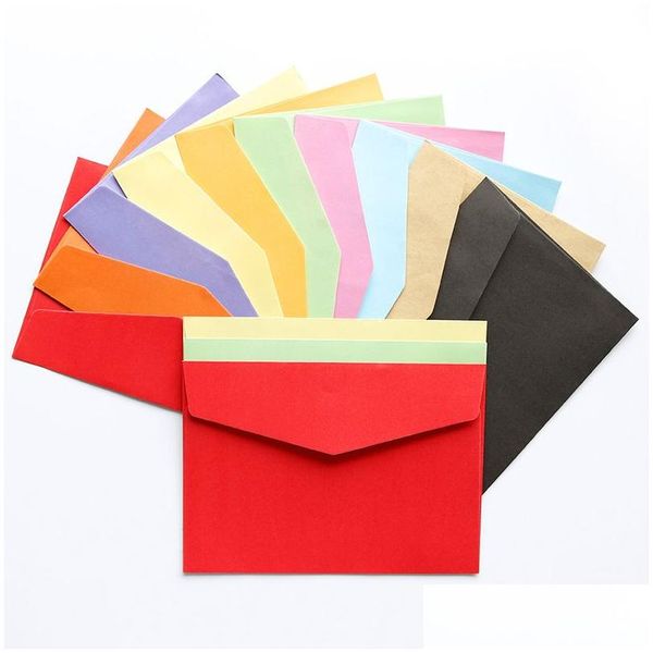 Produtos de papel atacado 17,5 x 12,5 cm / 6,9 x 4,9 polegadas 50 unidades / lote produtos de papel kraft de cor sólida cartão postal cartão de agradecimento notas env dhwaj