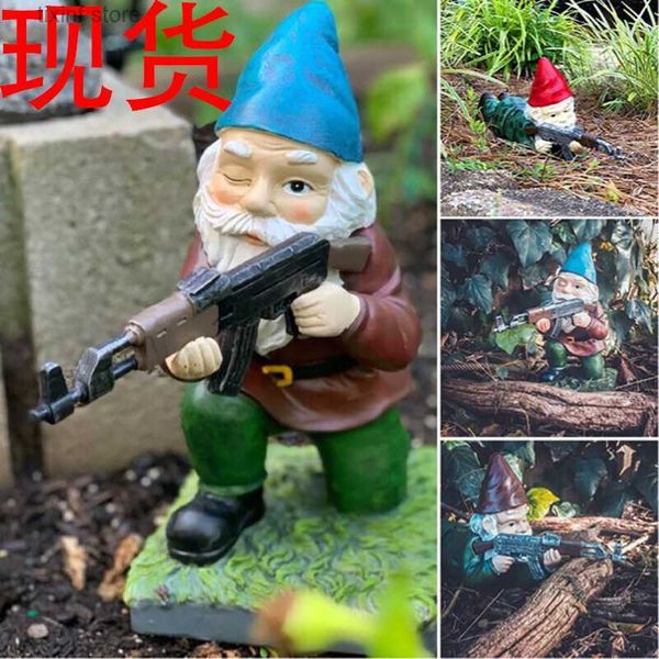 Oggetti decorativi Figurine CS Dwarf Ornament Gunner Decorazione Design Home Gunner Toy Doll Shooting Dwarf T240306