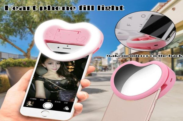 3 arada 1 LED Selfie Ring Işık Telefon Makyaj Ayna Telefon Tutucu Clipon Lamba Kadın Gece Karanlığı Dolgu Dolgu Light6355910