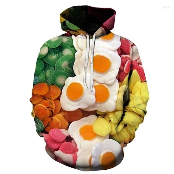 Hoodies masculinos doces coloridos para homens mulheres outono casual pullovers 3d impressão pirulitos moletom com capuz menino menina crianças engraçado harajuku roupas