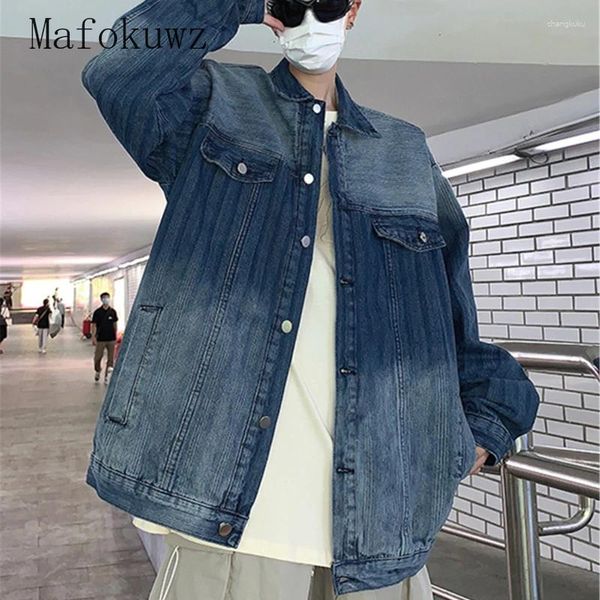 Männer Jacken Frühling Herbst Gradienten Gewaschen Denim Amerikanischen Retro Nische High Street Casual Lose Jacke Männer Tops Männlich Kleidung