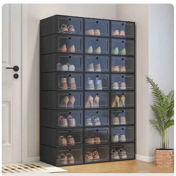 6 pz/set scarpiera semplice scatola di scarpe di plastica per la casa multifunzionale soggiorno scatola di immagazzinaggio di scarpe organizzare libri snack vari 240229