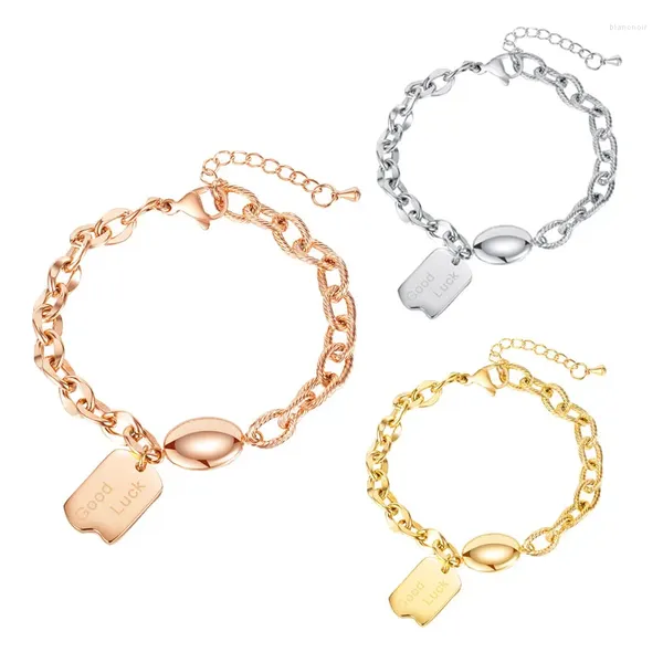 Link pulseiras clássico de aço inoxidável boa sorte charme pulseira para mulheres elegante corrente ajustável mãe filha jóias