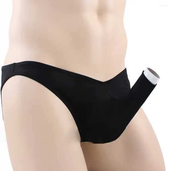 Cuecas Moda Elefante Nariz Briefs Sexy Bikini Calças Homens Penis Bainha Thongs Confortável Transparente Seda Gelo Aberto Cor Sólida Breve