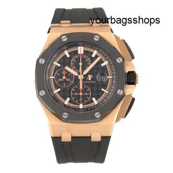 Хорошие наручные часы AP Watch Royal Oak Offshore Series 26401RO Розовое золото Три глаза Резиновая лента Мужская мода Досуг Бизнес Спортивная техника Набор часов