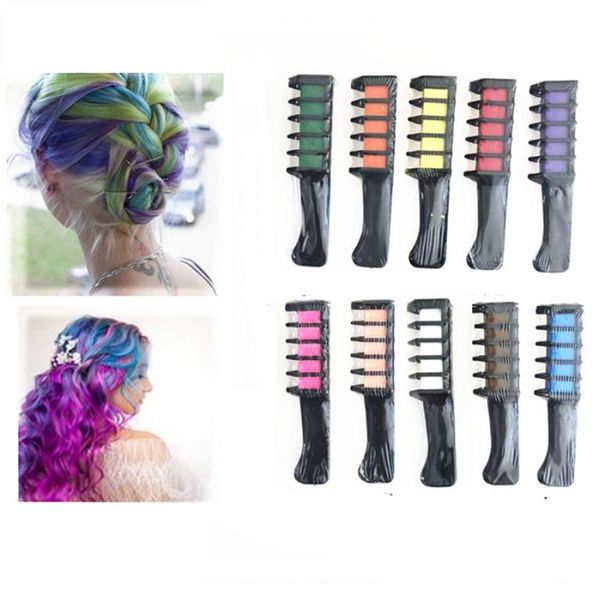 Pente de giz de cabelo com 10 tipos de cores, pintura temporária, ferramentas de estilo de moda, tintura de cabelo descartável, fornecedor de fábrica 4757143